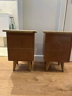 Pair Brick Red Painted Bedside Tables • £150