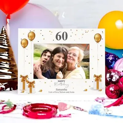 Personalised 60th Birthday Photo Frame With Gold Balloons C58-39 • £14.99