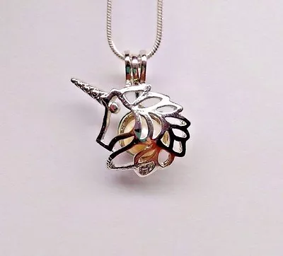 Make A Wish Pearl Cage Pendant Necklace - Unicorn - 925 Chain+Pearl Included • $11.95