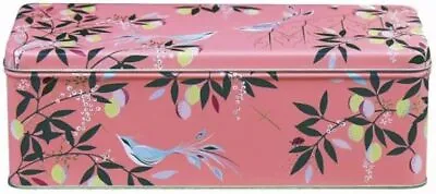 Sara Miller Pink Bird And Lemon Design Rectangular Storage Tin Kitchen Accessory • £12.49