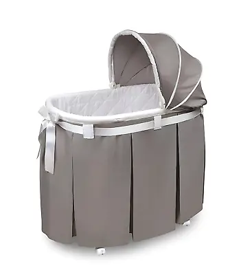 Classic Oval Baby Bassinet Rocker Cradle W/ Canopy Bedding Set Nursery Furniture • $76.98