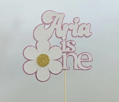 Personalised Daisy Flower Cake Topper One 1st Birthday Add Any Name 20+ Colours • $22