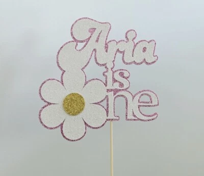 Personalised Daisy Flower Cake Topper One 1st Birthday Add Any Name 20+ Colours • $22