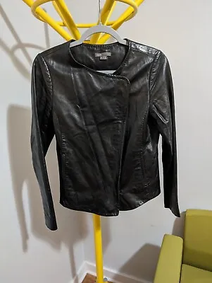 Vince Leather And Knit Diagonal Zip Moto Jacket • $50