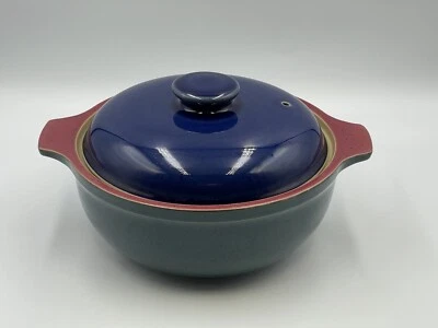 DENBY Harlequin Stoneware 1.5 Litre Casserole Dish Blue Green Wine Made England • £19.99