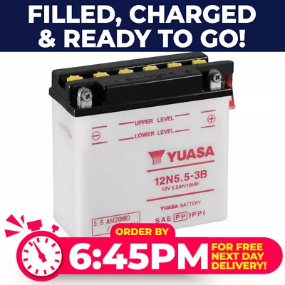 12N5.5-3B Yuasa Motorcycle Battery 12V 5.5Ah 55A • £34.46