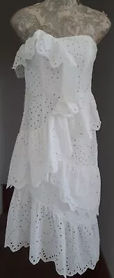 Asos Women's Bandeu Broderie White Dress UK 10 NWT • £23