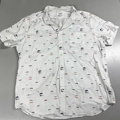 Sonoma Short Sleeve Shirt Mens Beach Umbrella Print Button Up Preppy - White -XL • $21.95