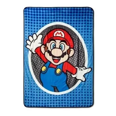 NEW Nintendo Super Mario Mr. Moustache Plush Twin Blanket 62  X 90  • $28.48