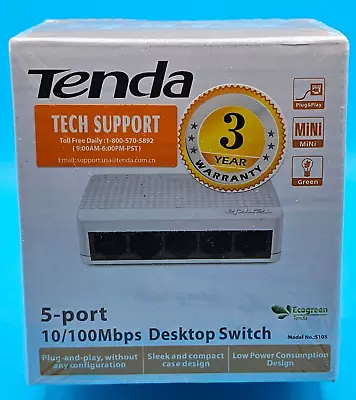 TENDA - 5 PORT DESKTOP Ethernet SWITCH 10/100 MBPS Plug And Play PC Mini New • $8