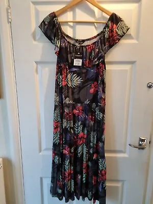 £0.99 • Buy Peacocks Tropical Print Dress Size 16 BNWT