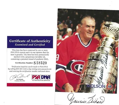 Maurice Richard Autographed Postcard Photo PSA COA Montreal Canadiens Hockey • $54.99