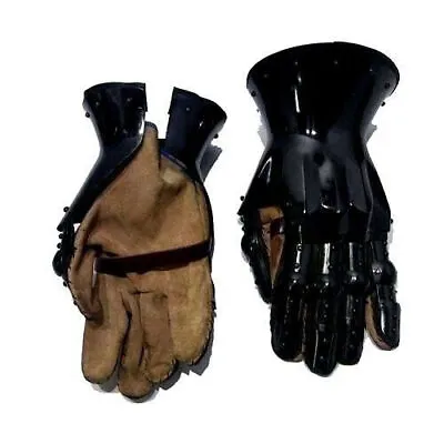 £94.55 • Buy LARP Medieval Knight Gauntlets Functional Armor Gloves Leather Steel DGAD