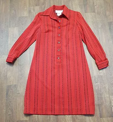 Vintage Dress | 1970s Vintage Red Striped Horrockses Dress Size 14 Retro • £90