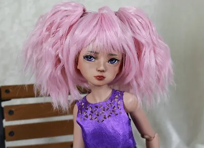 1/4 6-7  BJD Doll Wig MSD Pink Wavy Hair Removable Pigtails JR-94 USA LOC • $26.50
