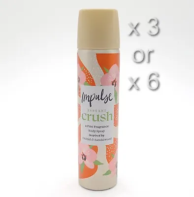 Impulse Instant Crush Body Spray Fragrance 75ml 3 Or 6 Pack • £9.49