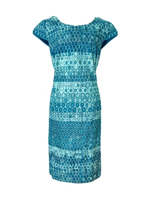 $44.95 • Buy Sportscraft Size 16 Straight Pencil Dress Cotton Blend Blue Colour Cap Sleeves