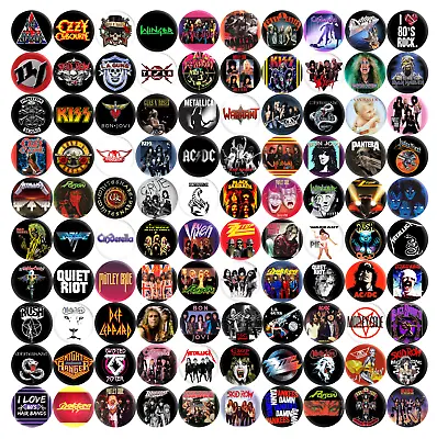 80's Hair Band 80's Metal 80's Rock Band Music Pinback Buttons Retro Pins 1  New • $54.99