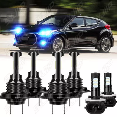 For 2012-2016 2017 Hyundai Veloster 8000K LED Headlight High Low+Fog Light Bulbs • $37.99