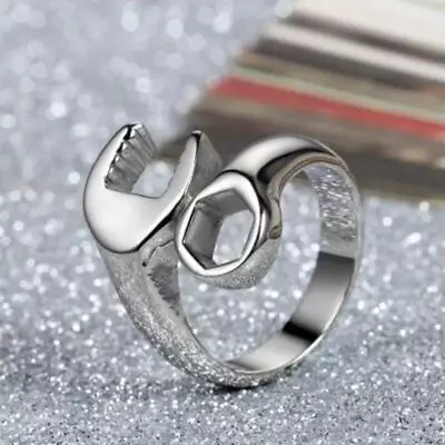 Mens Biker Motorcycle Mechanic Wrench Tool Ring Band High Polish Stainless Steel • $6.50