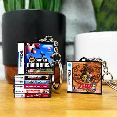 Mini DS Game Case Keychains Miniature Nintendo DS Lite Cover Art Gamer Gift • $7.49