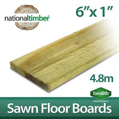 150mm X 22mm (6  X 1 ) Green Pressure Treated Tanalised Sawn Timber 4.8m • £10.99
