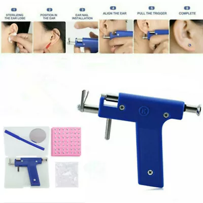 Ear Nose Body Piercing Tool Kit Ear Nose Navel Machine With 98Pcs Studs Tools • £4.46