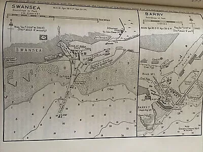 VINTAGE SEA CHART / NAUTICAL MAP 1961 - Swansea & Barry - To Frame? • £3.25