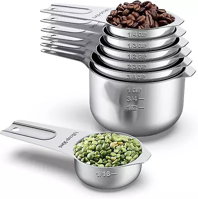 Stainless Steel Measuring Cups  Metal Measuring Cups Set With Easy To Read Mark • $26.57