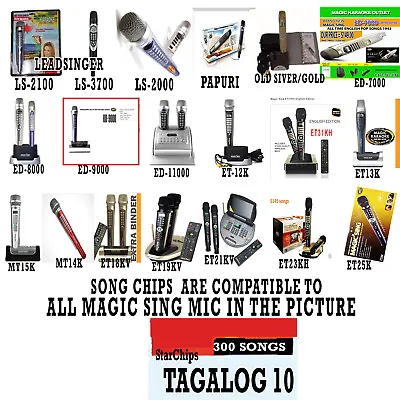 TAGALOG 10 Or STAR Magic Sing Mic SONG CHIP W List FOR All Models       • $49