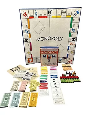 Vtg 1936 MONOPOLY Short Game Wood Pieces Money Houses Hotels Board Parker Bros • $35