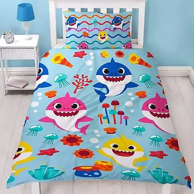 Baby Shark Rainbow Single Duvet Cover Reversible Kids Bedding Set • £13.99