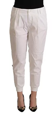 MET Pants White Cotton Mid Waist Tapered Cropped Women Trouser S. W30 RRP $400 • $99.50