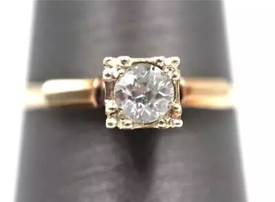 Vintage 14k Solid Gold .35ct Authentic European Cut Diamond Engagement Ring • $299.99