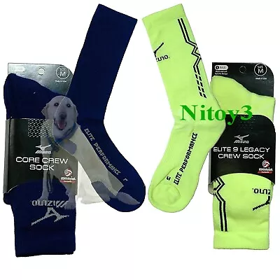 Mizuno Elite 9 Legacy & Core Crew Socks - Unisex 2/Pack Medium: M4-8.5 _ W7-10.5 • $14.36