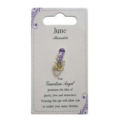 £4.99 • Buy Guardian Angel June Birthstone Angel Pin With Gem Stone Sentimental Gift Idea