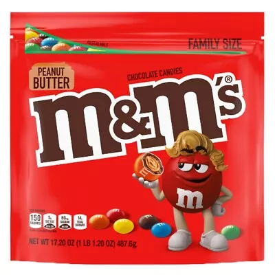 M&M's Peanut Butter Chocolate Candy Family Size 17.2 Oz Bulk Bag • $13.69