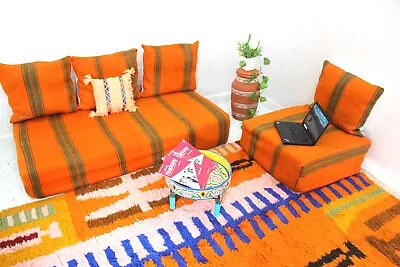 Moroccan Floor Sofa Moroccan Floor Couch Set Of Floor Sofa Pillows Pouf • $450