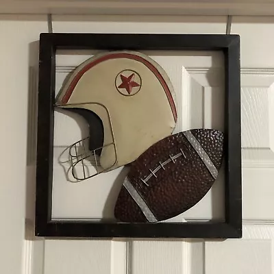 Metal Wall Sign Decor Helmet Football 16” X 16” Open Back Sports Boys Man Cave • $12