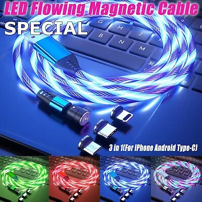 Magnetic LED Light Up USB Phone Light Up Charger Cord For IPhone Type C Micro US • $4.39
