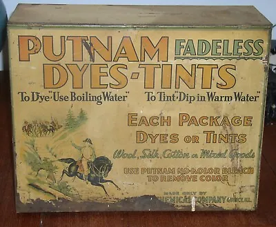 Putnam's Fadeless Dyes-Tints Antique Store Counter Display Cabinet Metal/Wood • $105