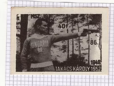 Matchbox Label Olympic Games #86 1952 Helsinki Karoly Takacs Hungary Shooting • $4.53