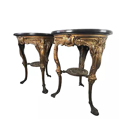 Art Nouveau English Cast Iron Pub Table Ornate Mahogony Table Top C 1910 • $3500