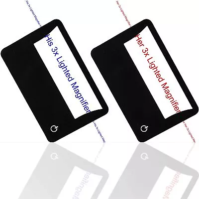 His And Her Credit Card Size Lighted 3X Magnifier Bundle Includes 2 Magnifier... • $34.43