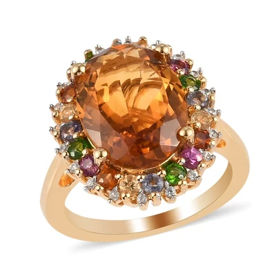 $74 • Buy 6.25ctw Santa Ana Madeira Citrine & Multigem Ring Vermeil Plated Sterling Size 6