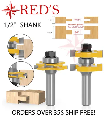 $15.99 • Buy Y76346-8 REDS  1/2 - 1-1/4  THK Tongue And Groove Router Bit Set 1/2  Shank