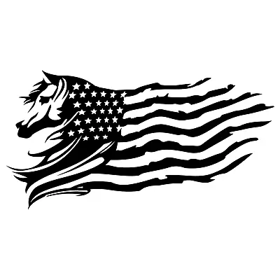 Horse American Flag Sticker Decal Car Truck Laptop Tumbler Trailer 22 Variations • $13.36