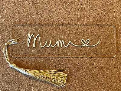 'Mum' With Heart Clear Acrylic Bookmark - Mother's Day Gift Choice Of Colours • £3.99