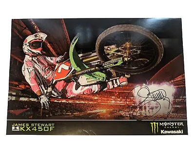 2008 James Stewart #7 Signed KAWASAKI 450F Poster Bubba SX MX Legend Big 18 X 12 • $30