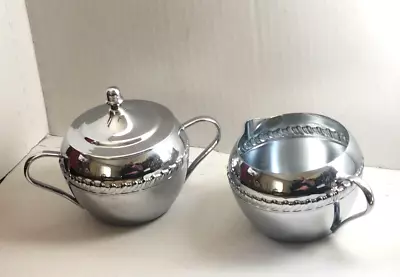 Vintage Irvinware Chrome Creamer And Sugar Bowl W/ Lid • $8.95